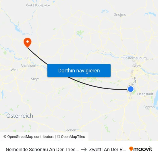 Gemeinde Schönau An Der Triesting to Zwettl An Der Rodl map
