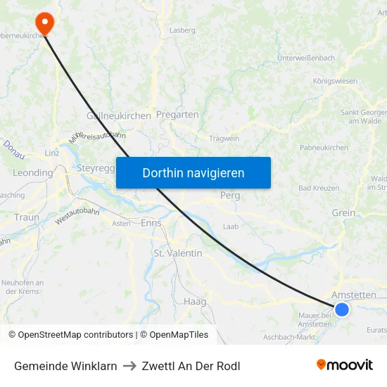 Gemeinde Winklarn to Zwettl An Der Rodl map