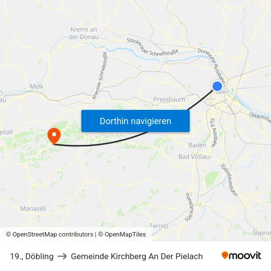 19., Döbling to Gemeinde Kirchberg An Der Pielach map