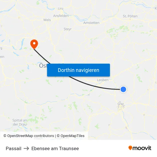Passail to Ebensee am Traunsee map