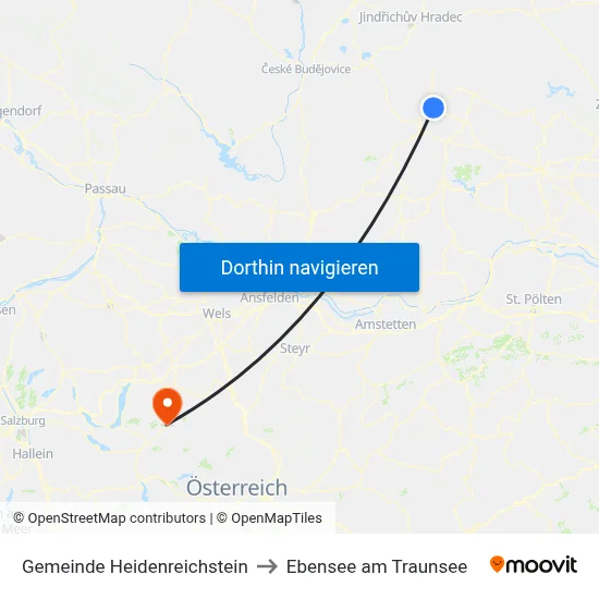 Gemeinde Heidenreichstein to Ebensee am Traunsee map