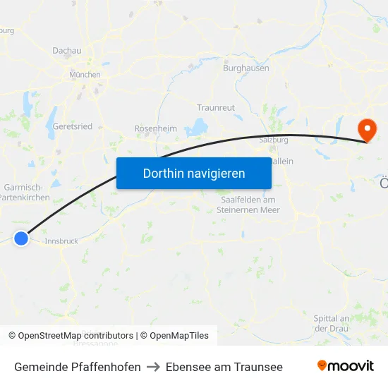 Gemeinde Pfaffenhofen to Ebensee am Traunsee map