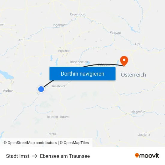 Stadt Imst to Ebensee am Traunsee map