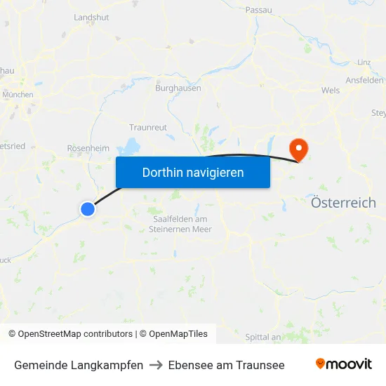 Gemeinde Langkampfen to Ebensee am Traunsee map