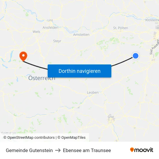 Gemeinde Gutenstein to Ebensee am Traunsee map