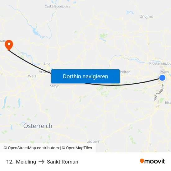 12., Meidling to Sankt Roman map