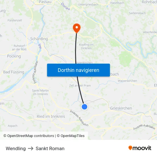 Wendling to Sankt Roman map
