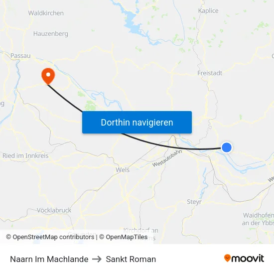 Naarn Im Machlande to Sankt Roman map