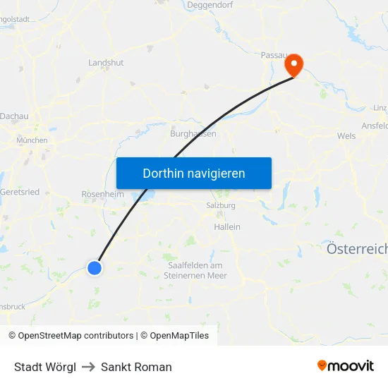 Stadt Wörgl to Sankt Roman map