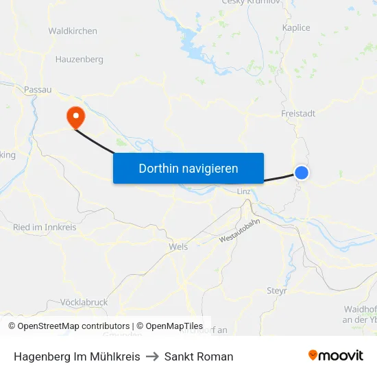 Hagenberg Im Mühlkreis to Sankt Roman map