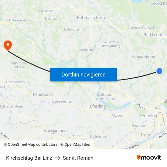Kirchschlag Bei Linz to Sankt Roman map