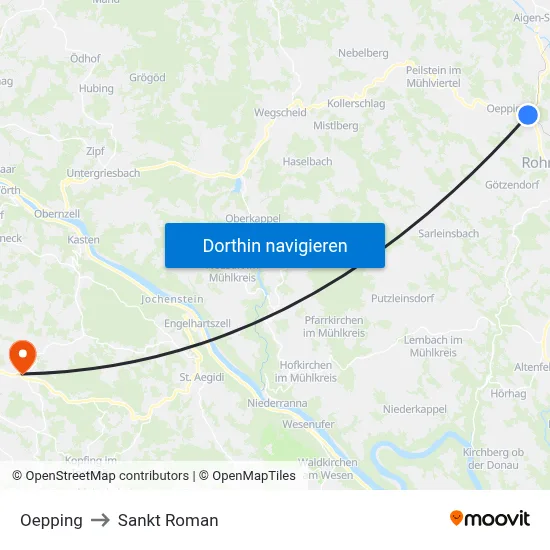 Oepping to Sankt Roman map