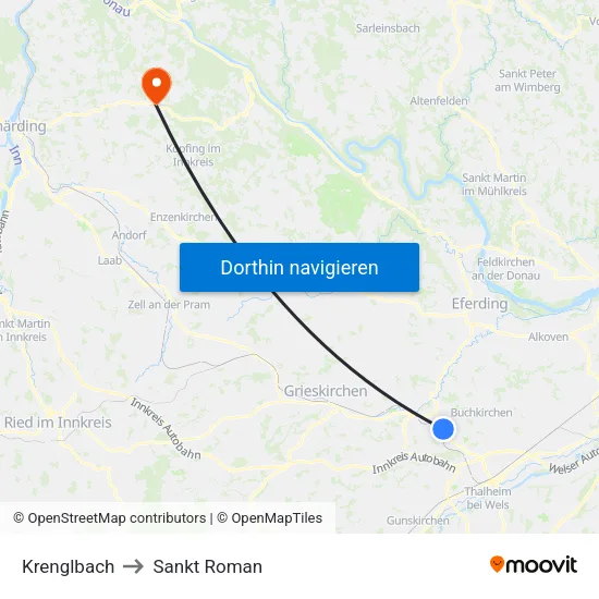 Krenglbach to Sankt Roman map