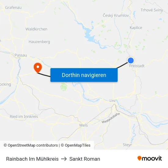 Rainbach Im Mühlkreis to Sankt Roman map