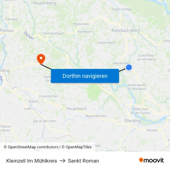 Kleinzell Im Mühlkreis to Sankt Roman map