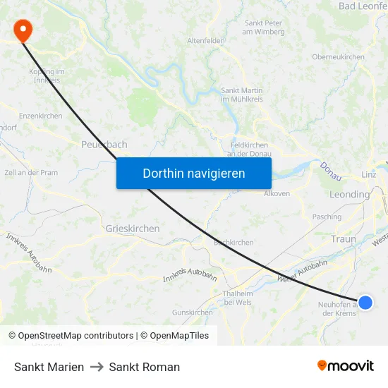 Sankt Marien to Sankt Roman map