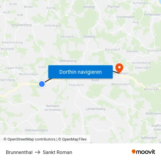 Brunnenthal to Sankt Roman map