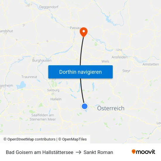 Bad Goisern am Hallstättersee to Sankt Roman map