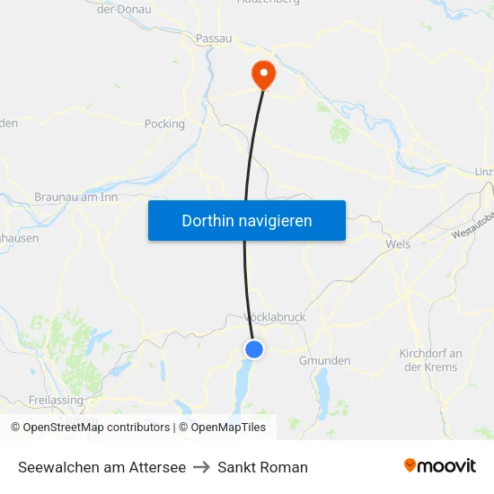 Seewalchen am Attersee to Sankt Roman map