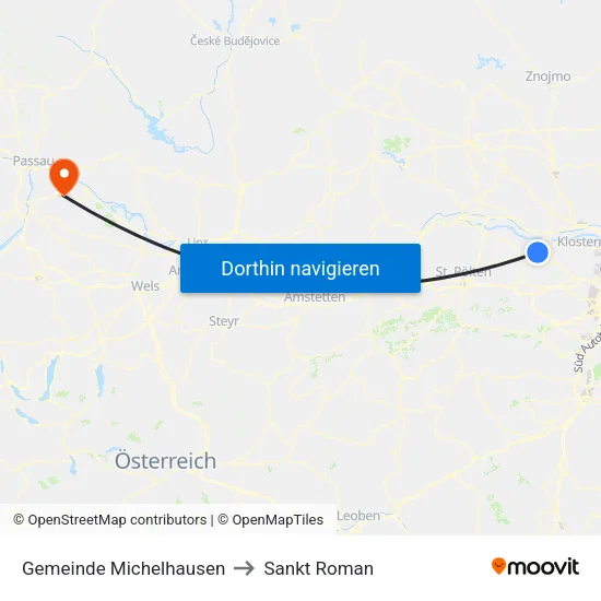 Gemeinde Michelhausen to Sankt Roman map