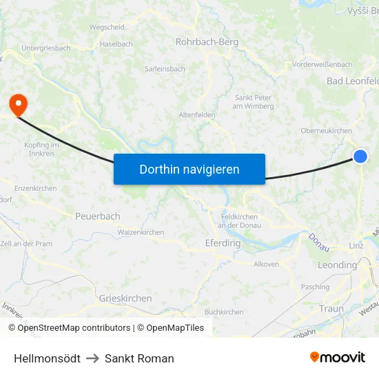 Hellmonsödt to Sankt Roman map