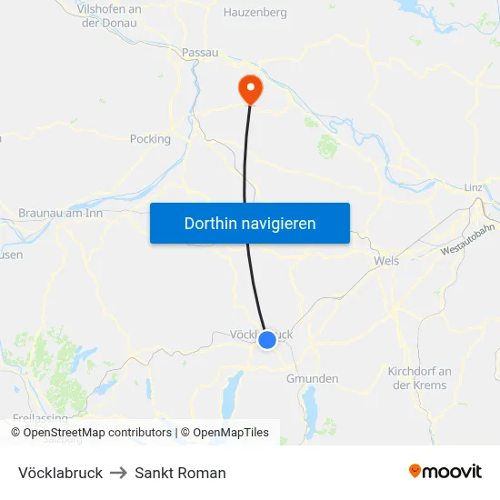 Vöcklabruck to Sankt Roman map
