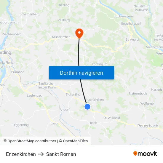 Enzenkirchen to Sankt Roman map