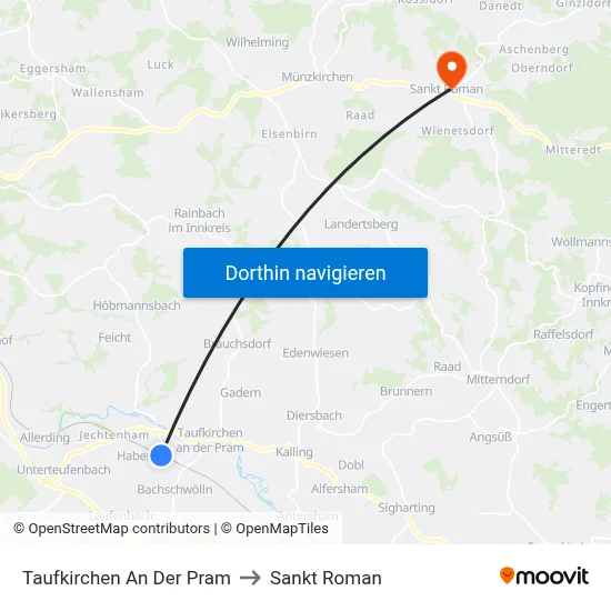 Taufkirchen An Der Pram to Sankt Roman map