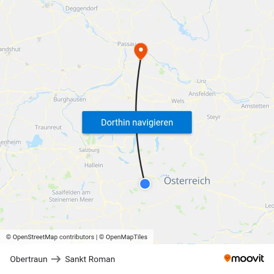 Obertraun to Sankt Roman map