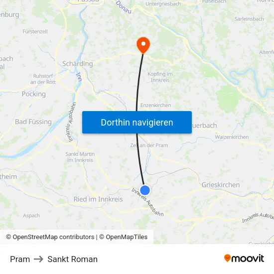 Pram to Sankt Roman map