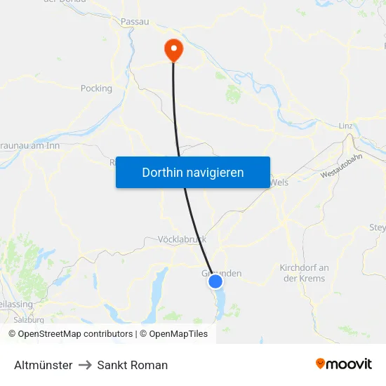 Altmünster to Sankt Roman map