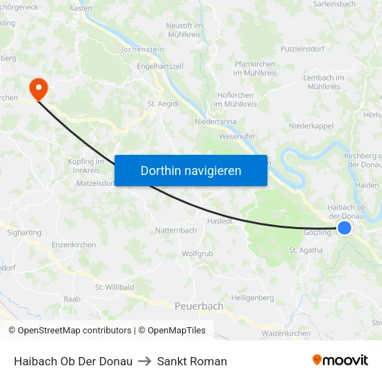 Haibach Ob Der Donau to Sankt Roman map