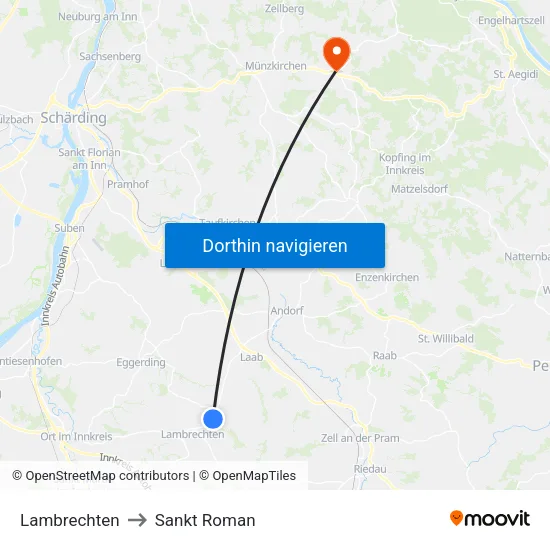 Lambrechten to Sankt Roman map