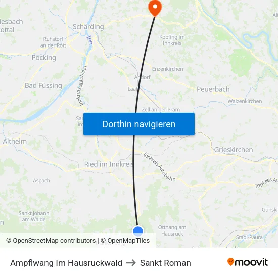 Ampflwang Im Hausruckwald to Sankt Roman map