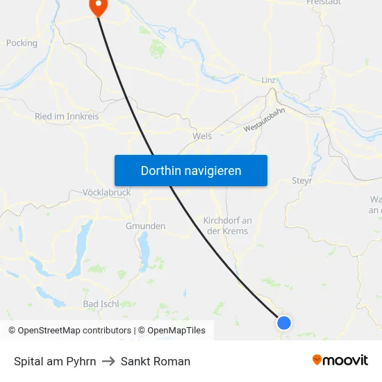Spital am Pyhrn to Sankt Roman map