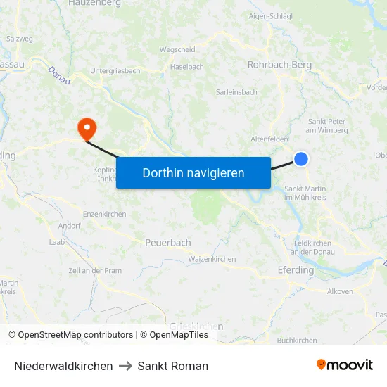 Niederwaldkirchen to Sankt Roman map