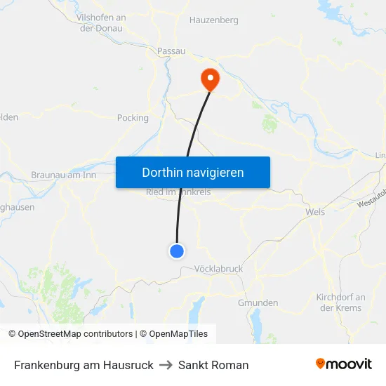Frankenburg am Hausruck to Sankt Roman map
