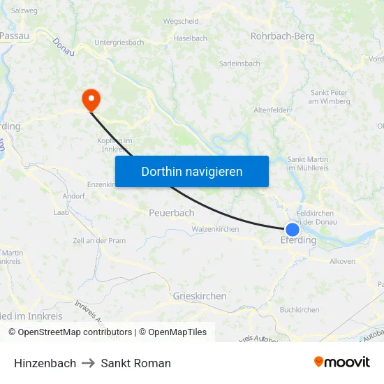 Hinzenbach to Sankt Roman map