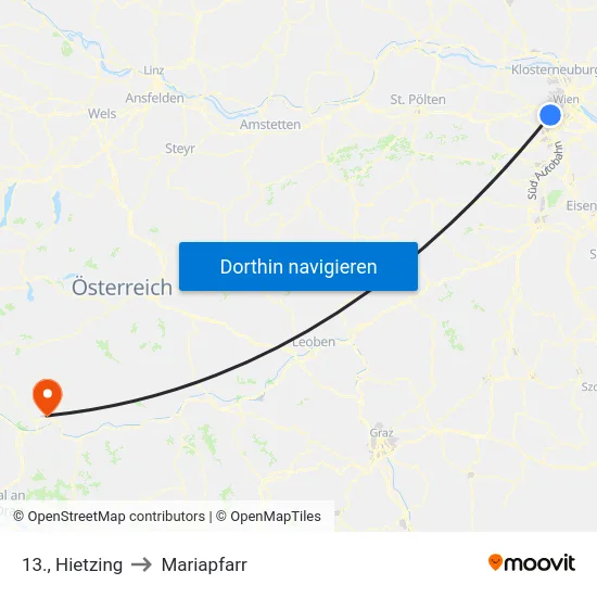 13., Hietzing to Mariapfarr map