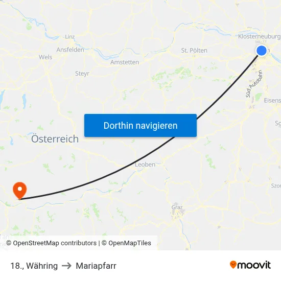 18., Währing to Mariapfarr map