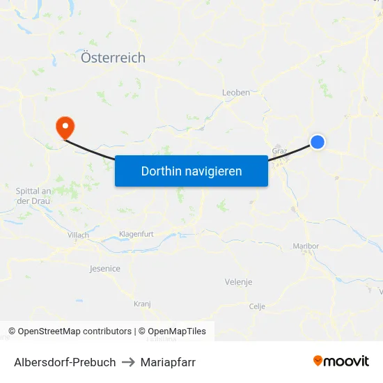 Albersdorf-Prebuch to Mariapfarr map