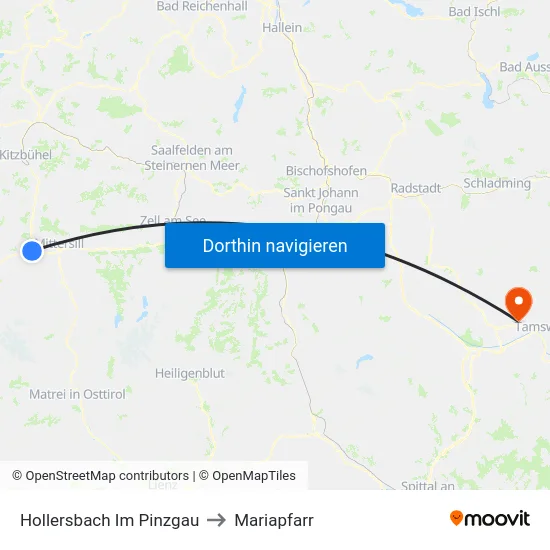 Hollersbach Im Pinzgau to Mariapfarr map