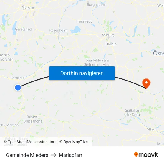 Gemeinde Mieders to Mariapfarr map