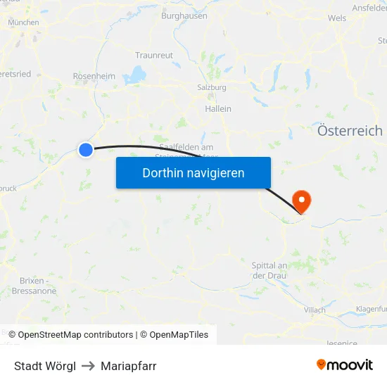 Stadt Wörgl to Mariapfarr map