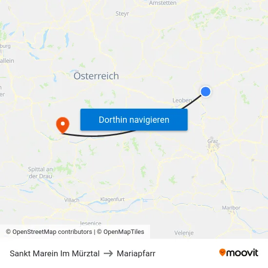 Sankt Marein Im Mürztal to Mariapfarr map