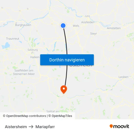 Aistersheim to Mariapfarr map