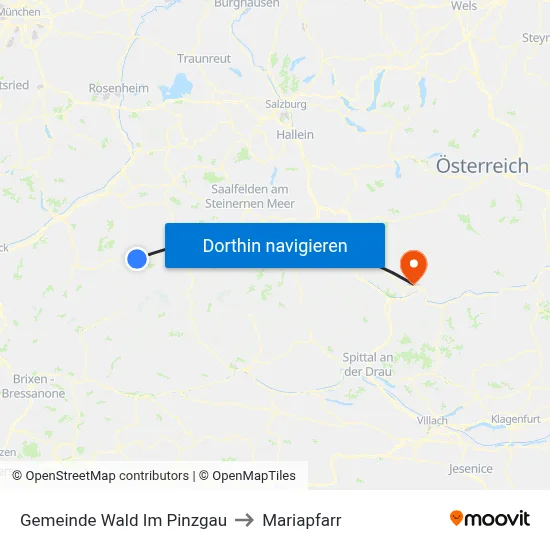 Gemeinde Wald Im Pinzgau to Mariapfarr map