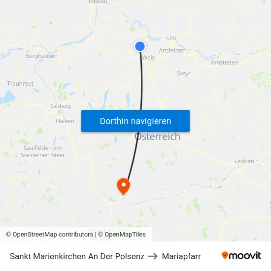 Sankt Marienkirchen An Der Polsenz to Mariapfarr map