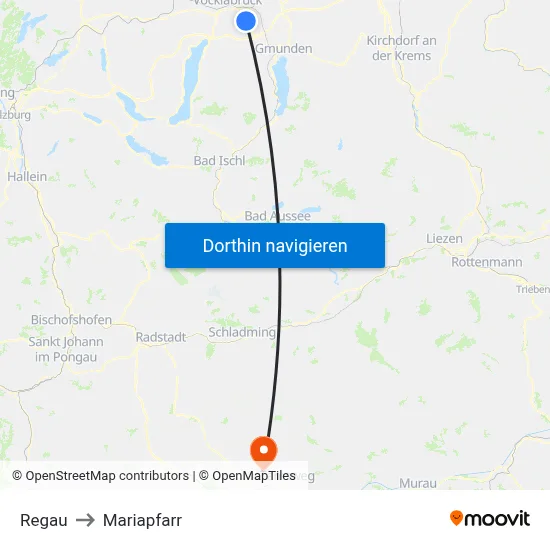 Regau to Mariapfarr map