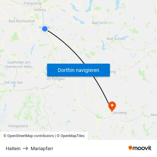 Hallein to Mariapfarr map